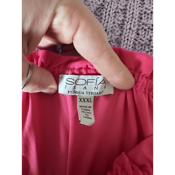 Sofia Jeans Womens Puff Sleeve Tiered Midi Dress Size XXXL Pink Chiffon Cottage - Picture 5 of 10